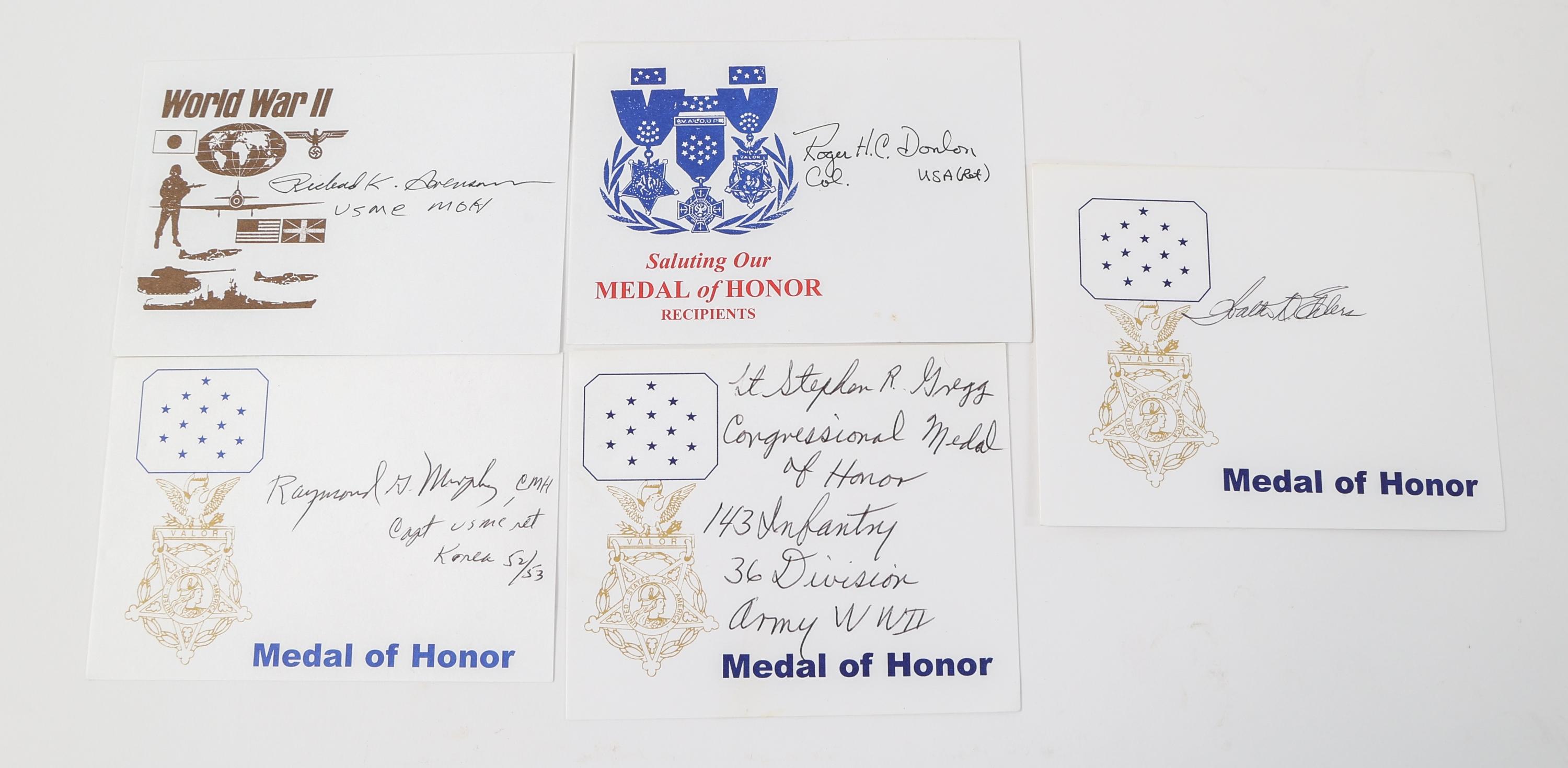 WWI - VIETNAM WAR US MEDAL OF HONOR SIGNED CARDS