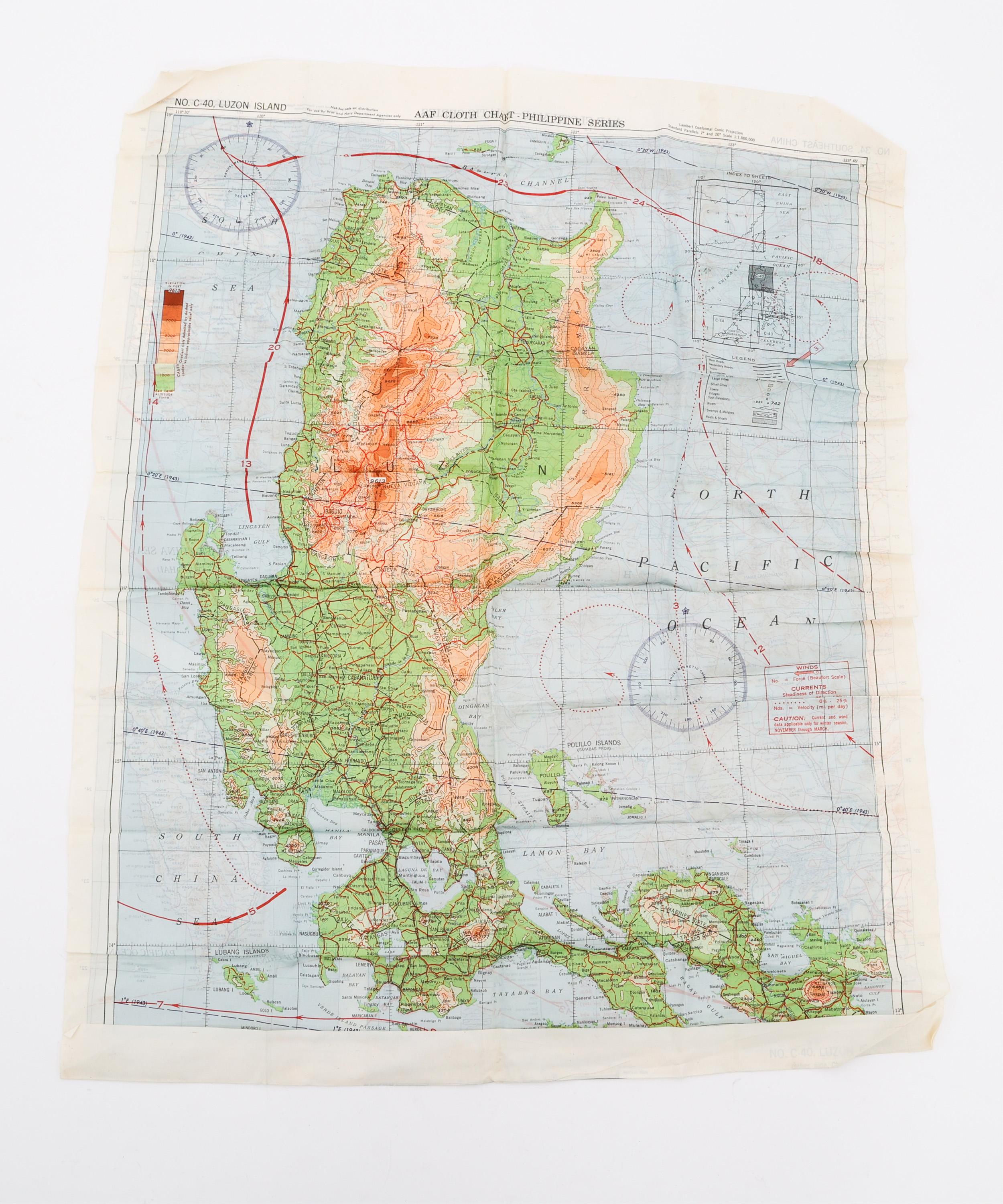 WWII USAAF CLOTH ESCAPE & EVASION MAPS