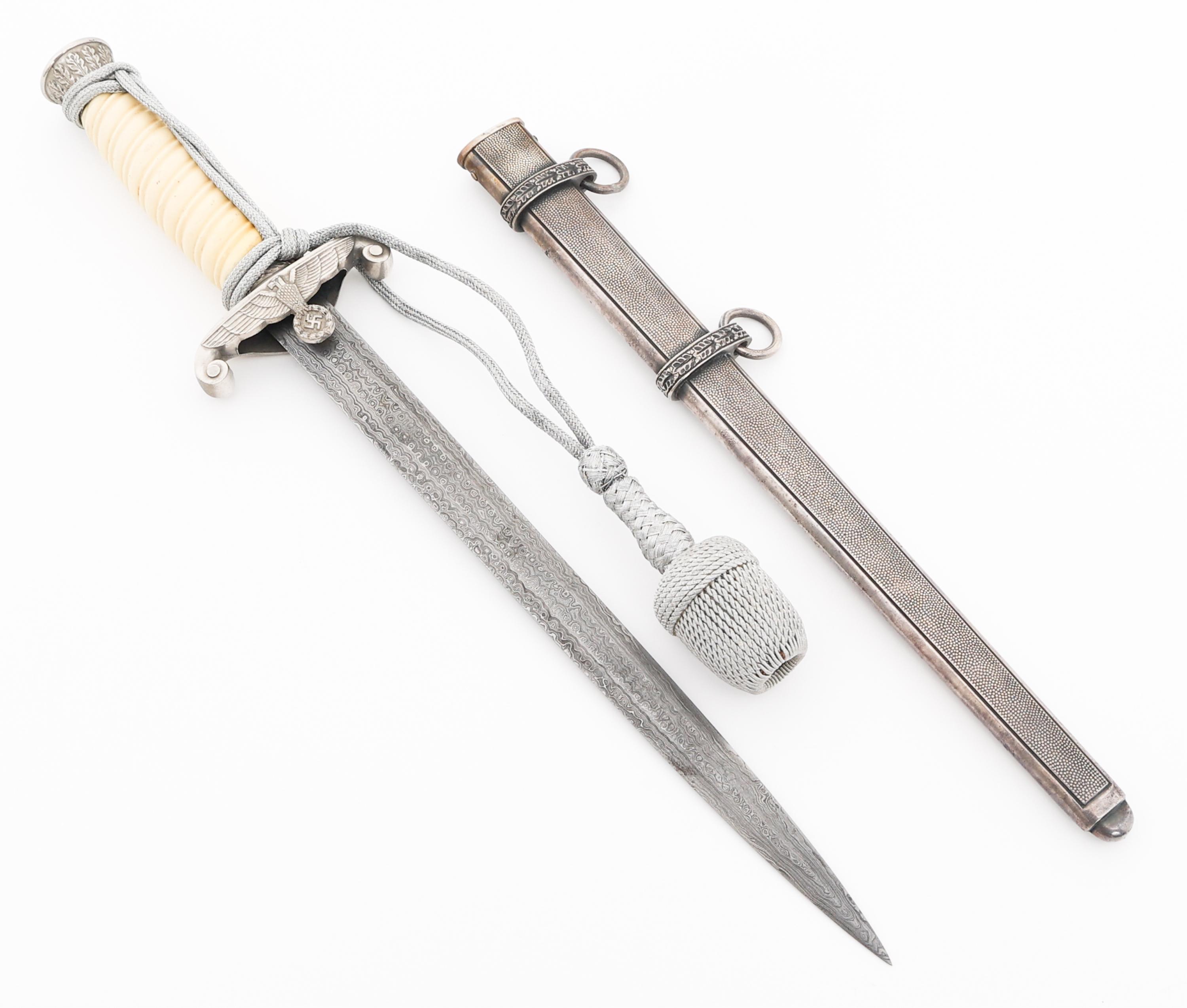 WWII GERMAN ARMY M1935 DAMASCUS PART DAGGER