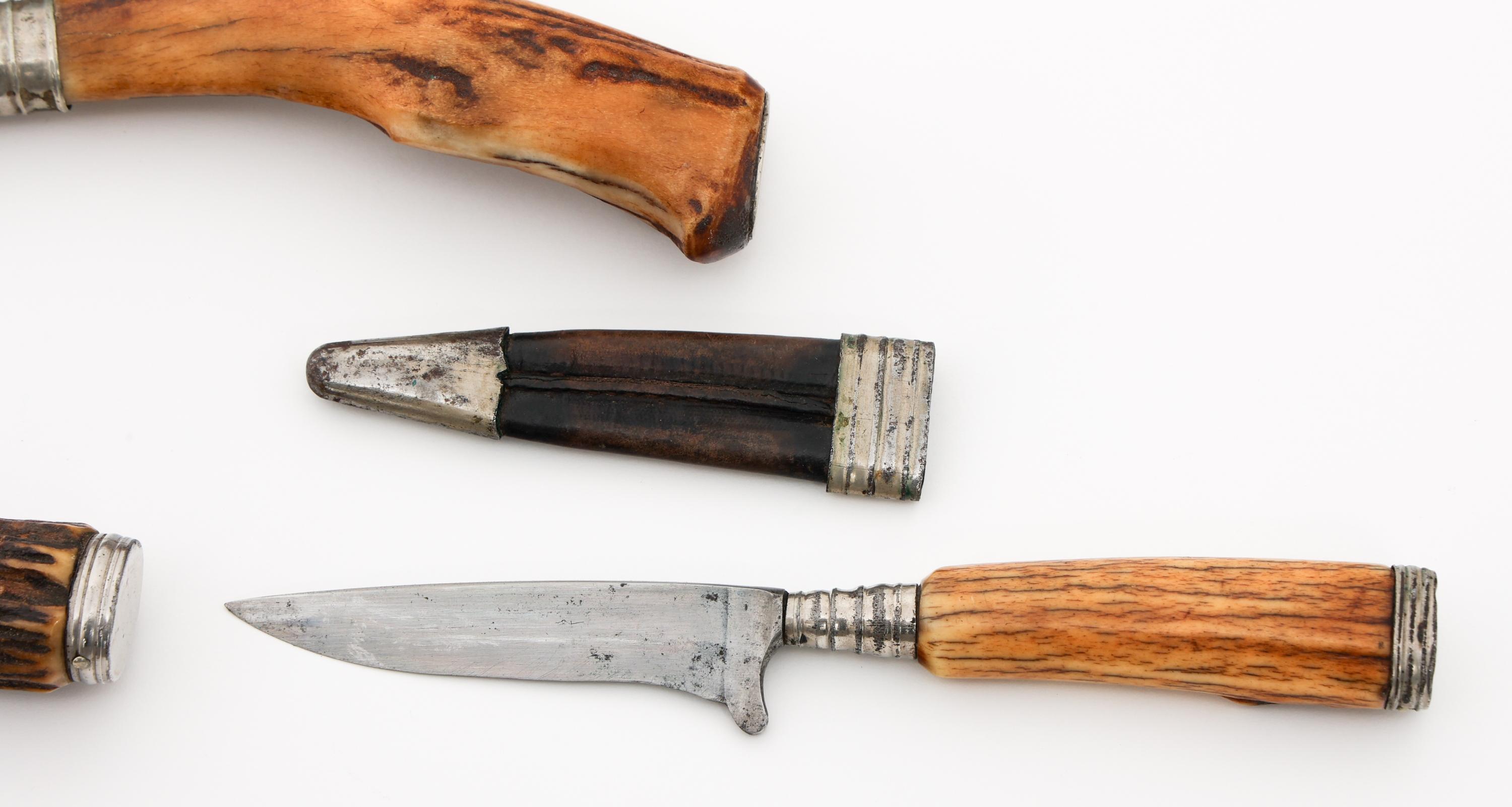 GERMAN STAG HORN PICNIC KNIVES WITH SHEATHS