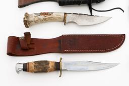 STAG HORN HUNTING KNIVES & LEATHER SHEATHS