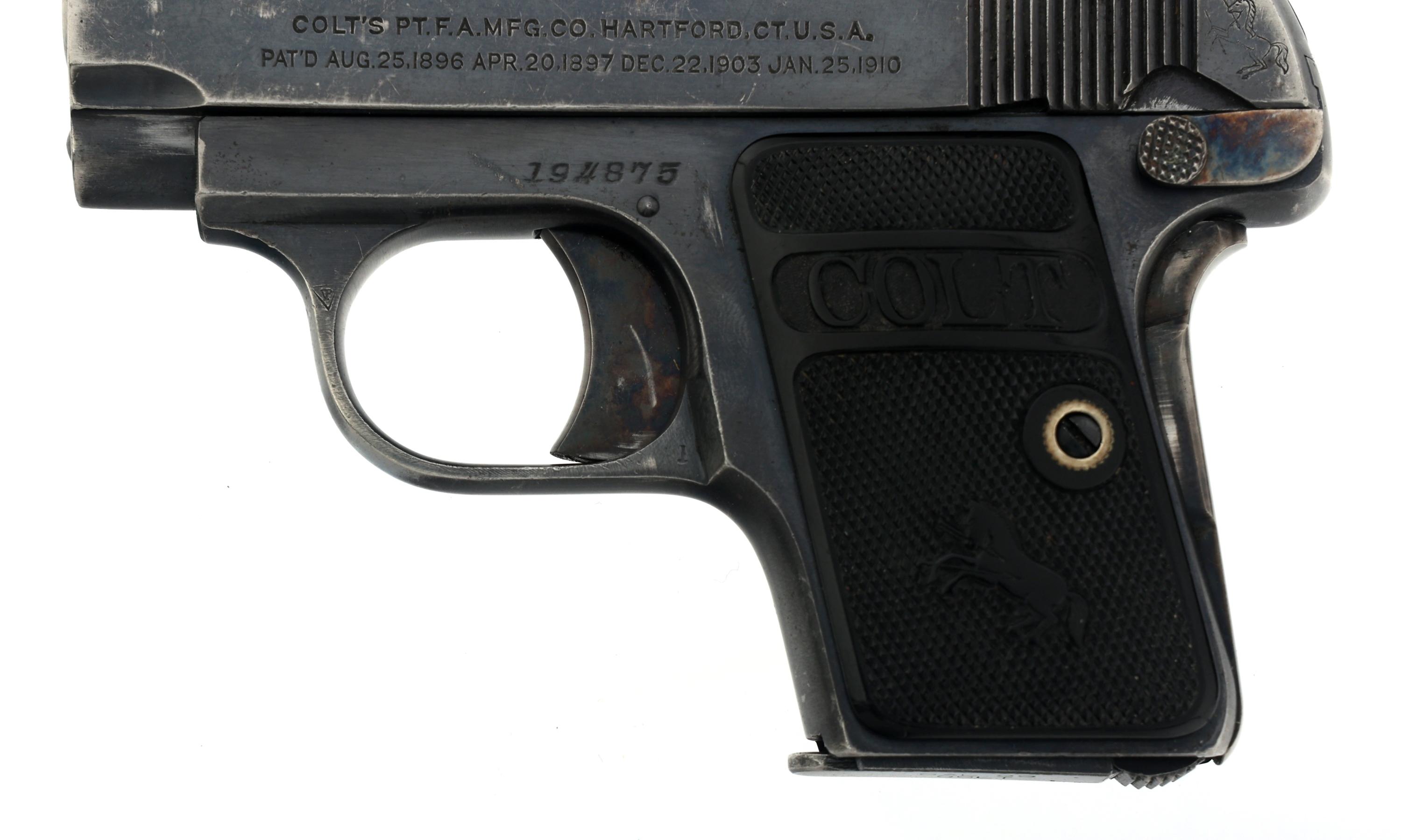 1919 COLT MODEL 1908 HAMMERLESS .25 CALIBER PISTOL