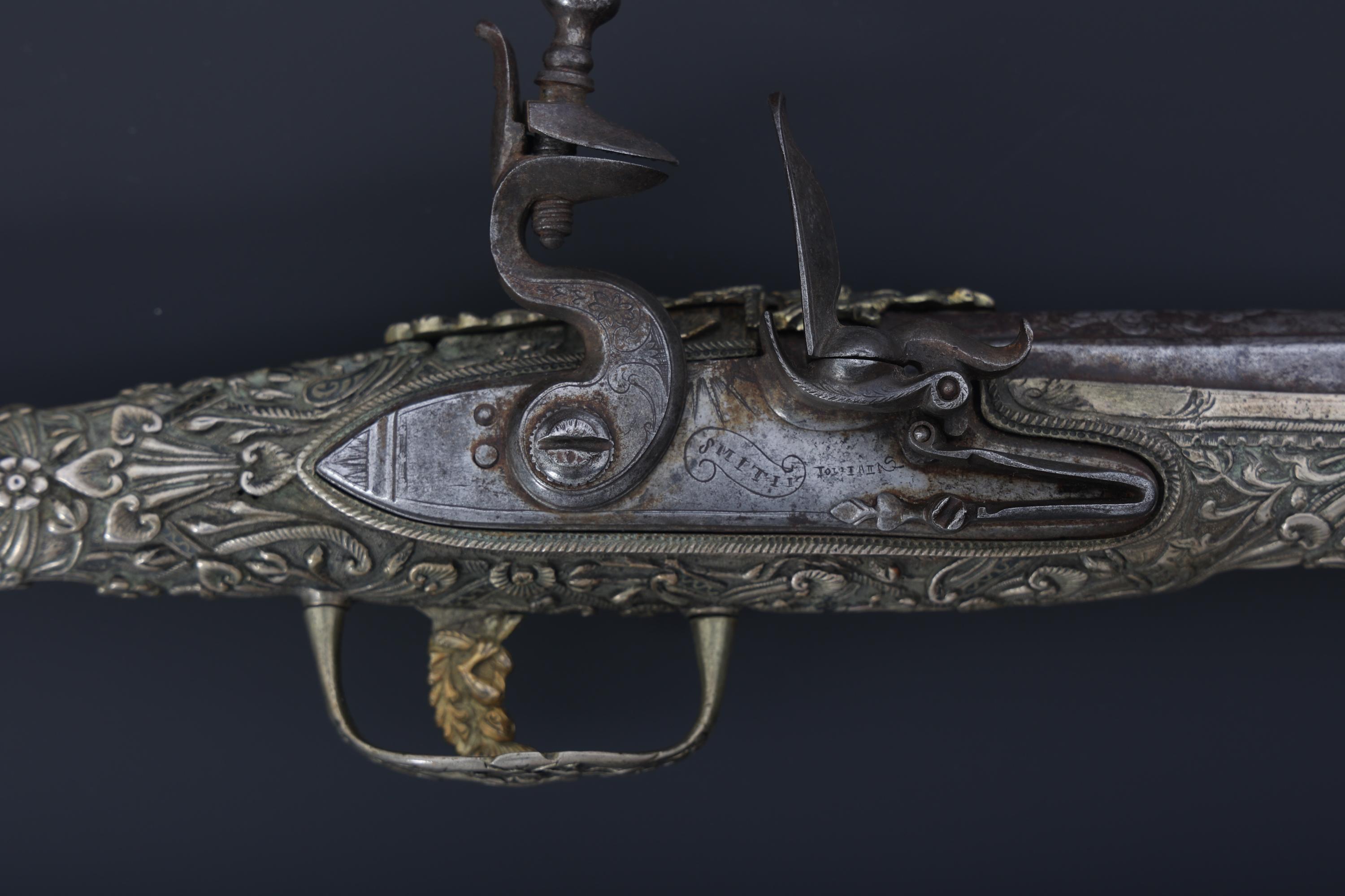 DECORATED .64 CALIBER FLINTLOCK PISTOL