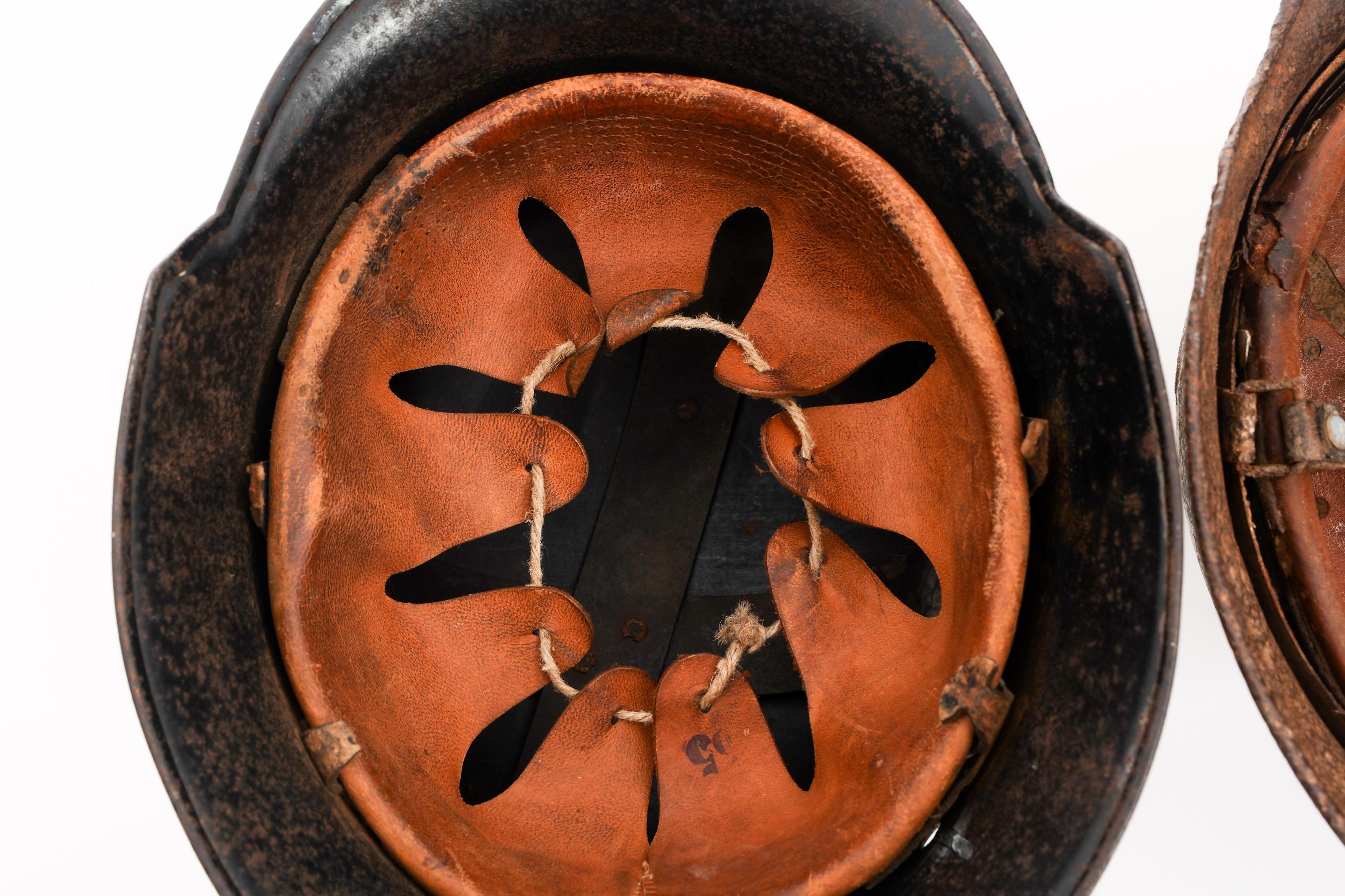 WWII GERMAN DUG RELIC FIREMAN & COMBAT HELMETS