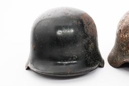 WWII GERMAN DUG RELIC FIREMAN & COMBAT HELMETS