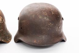 WWII GERMAN DUG RELIC FIREMAN & COMBAT HELMETS