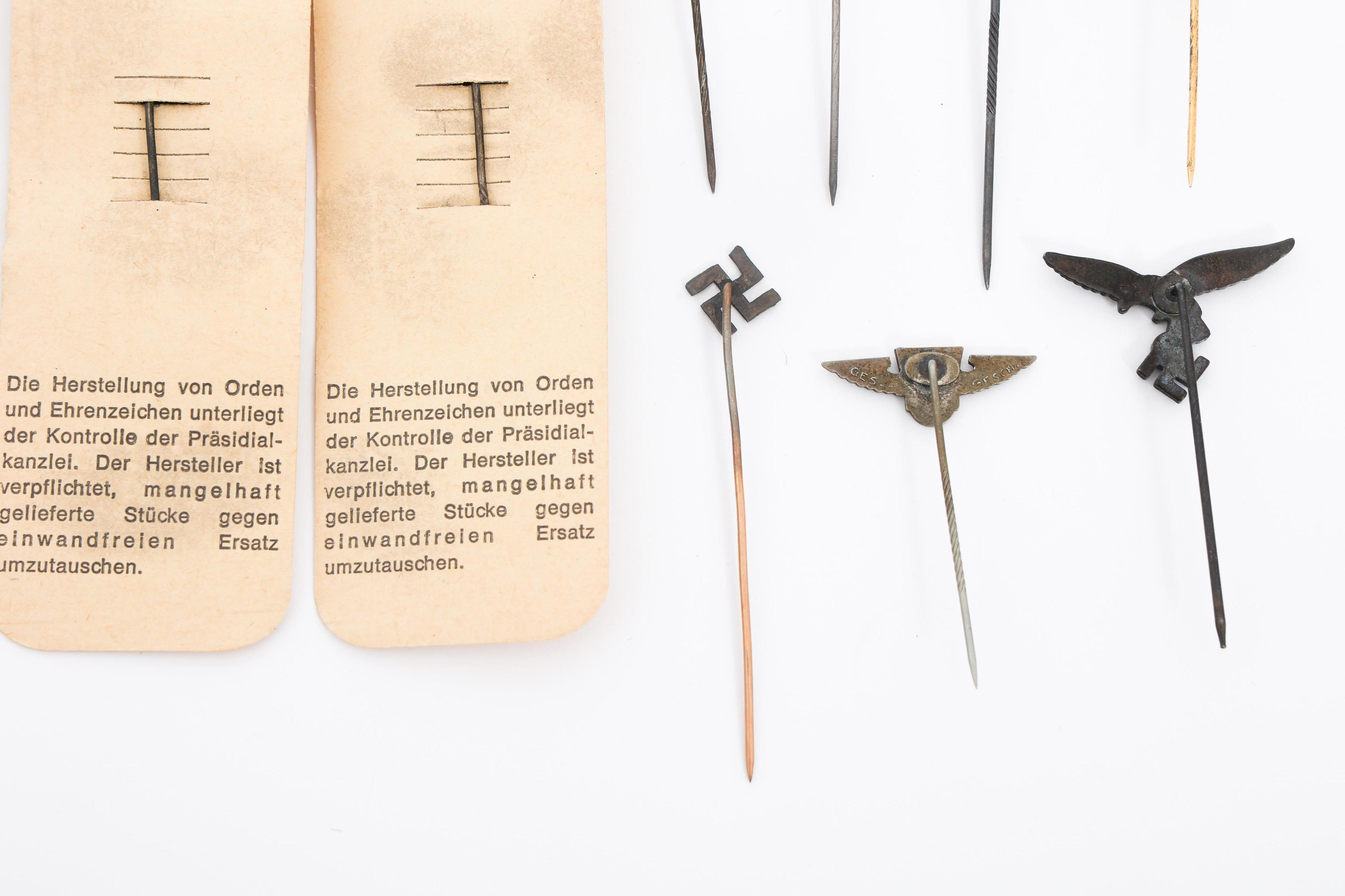 WWII GERMAN LUFTWAFFE, SS, DAF & SA STICK PINS