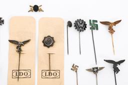 WWII GERMAN LUFTWAFFE, SS, DAF & SA STICK PINS