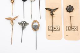 WWII GERMAN LUFTWAFFE, SS, DAF & SA STICK PINS