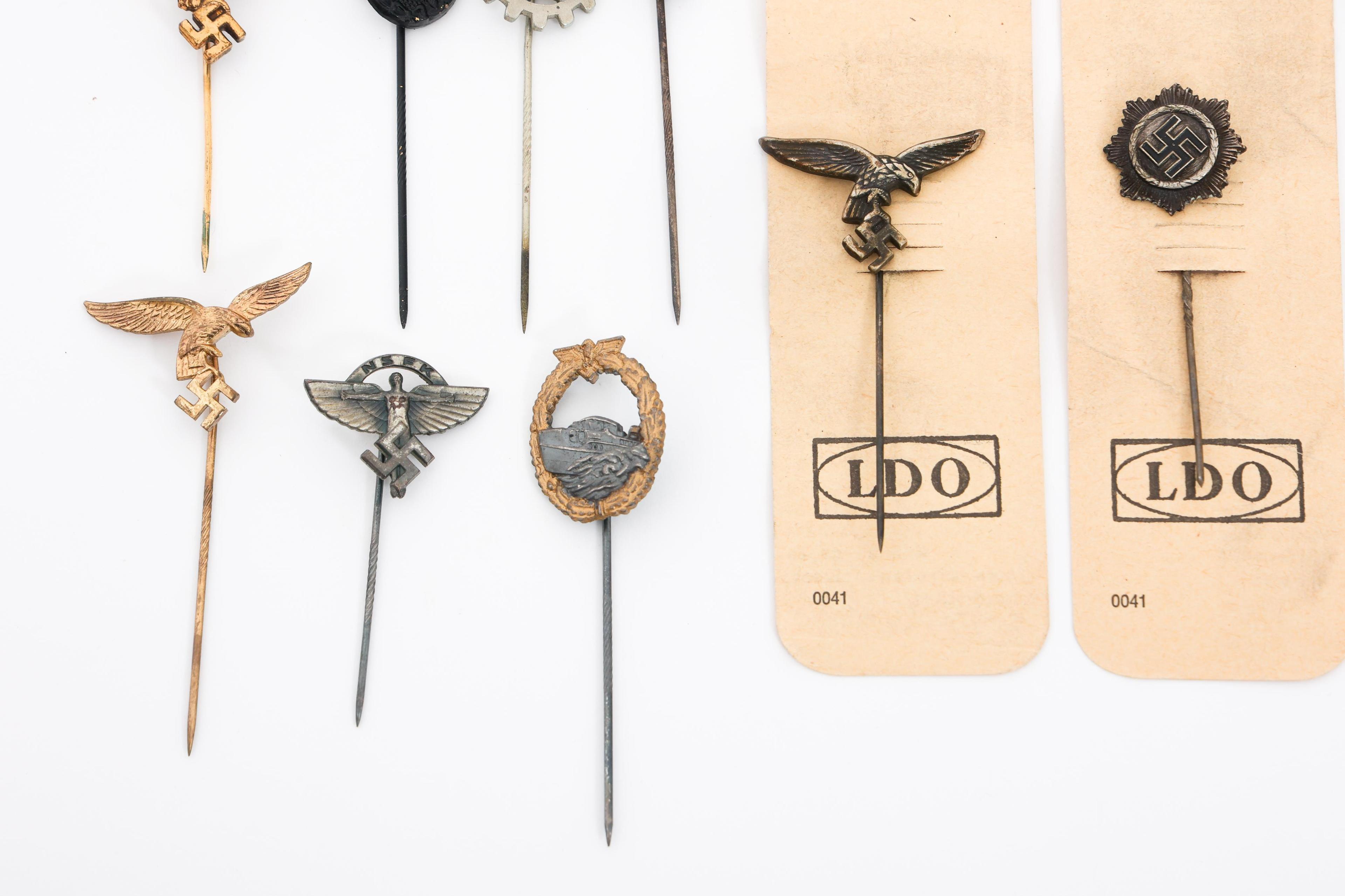 WWII GERMAN LUFTWAFFE, SS, DAF & SA STICK PINS