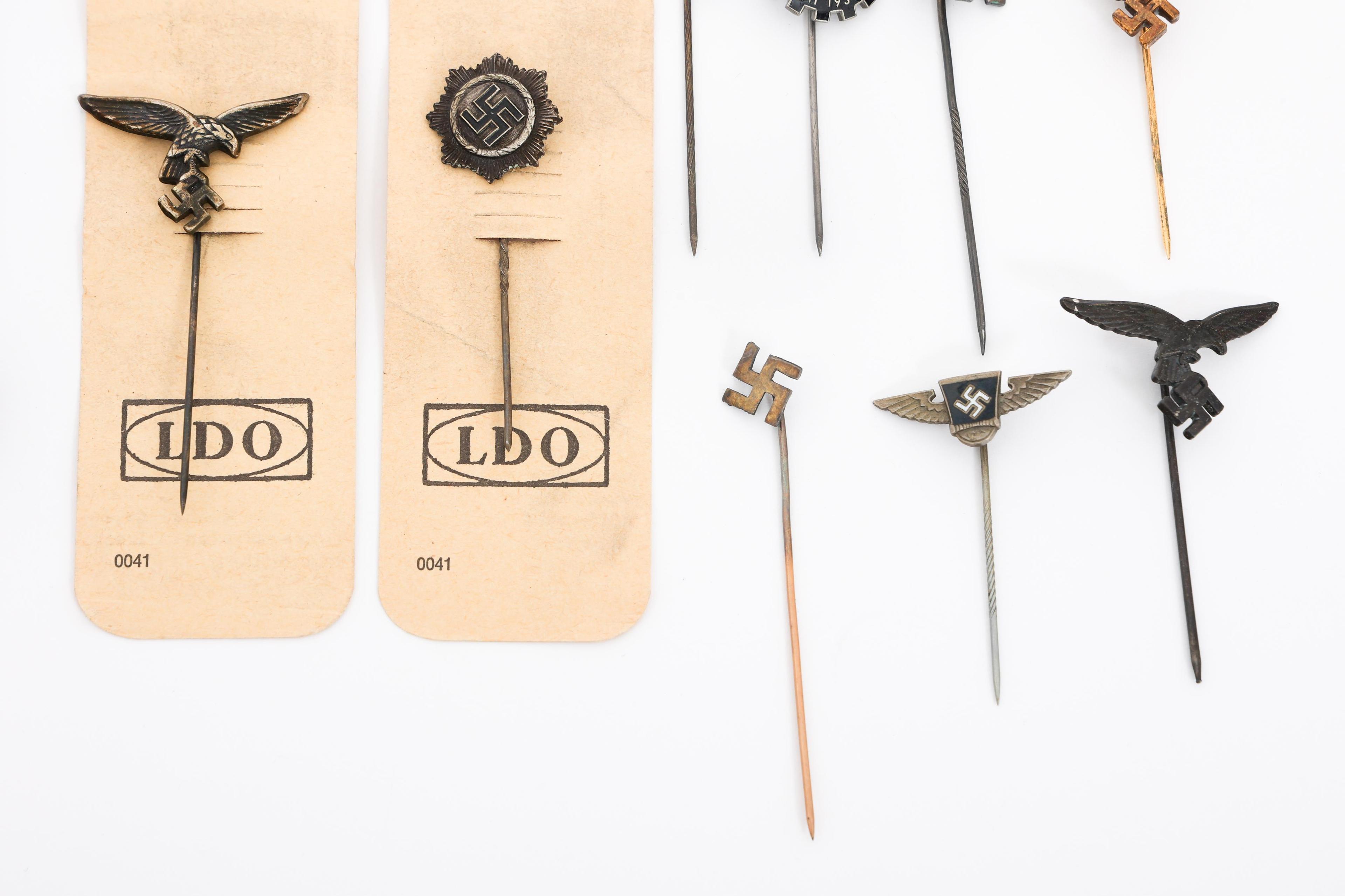 WWII GERMAN LUFTWAFFE, SS, DAF & SA STICK PINS