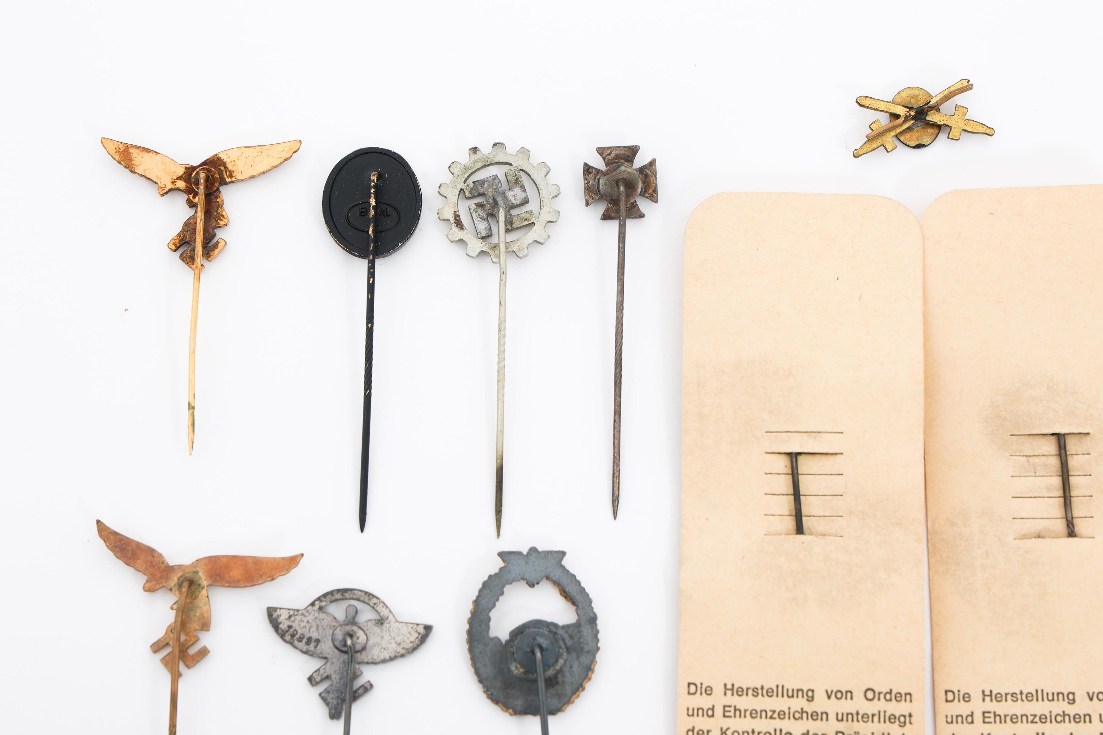 WWII GERMAN LUFTWAFFE, SS, DAF & SA STICK PINS