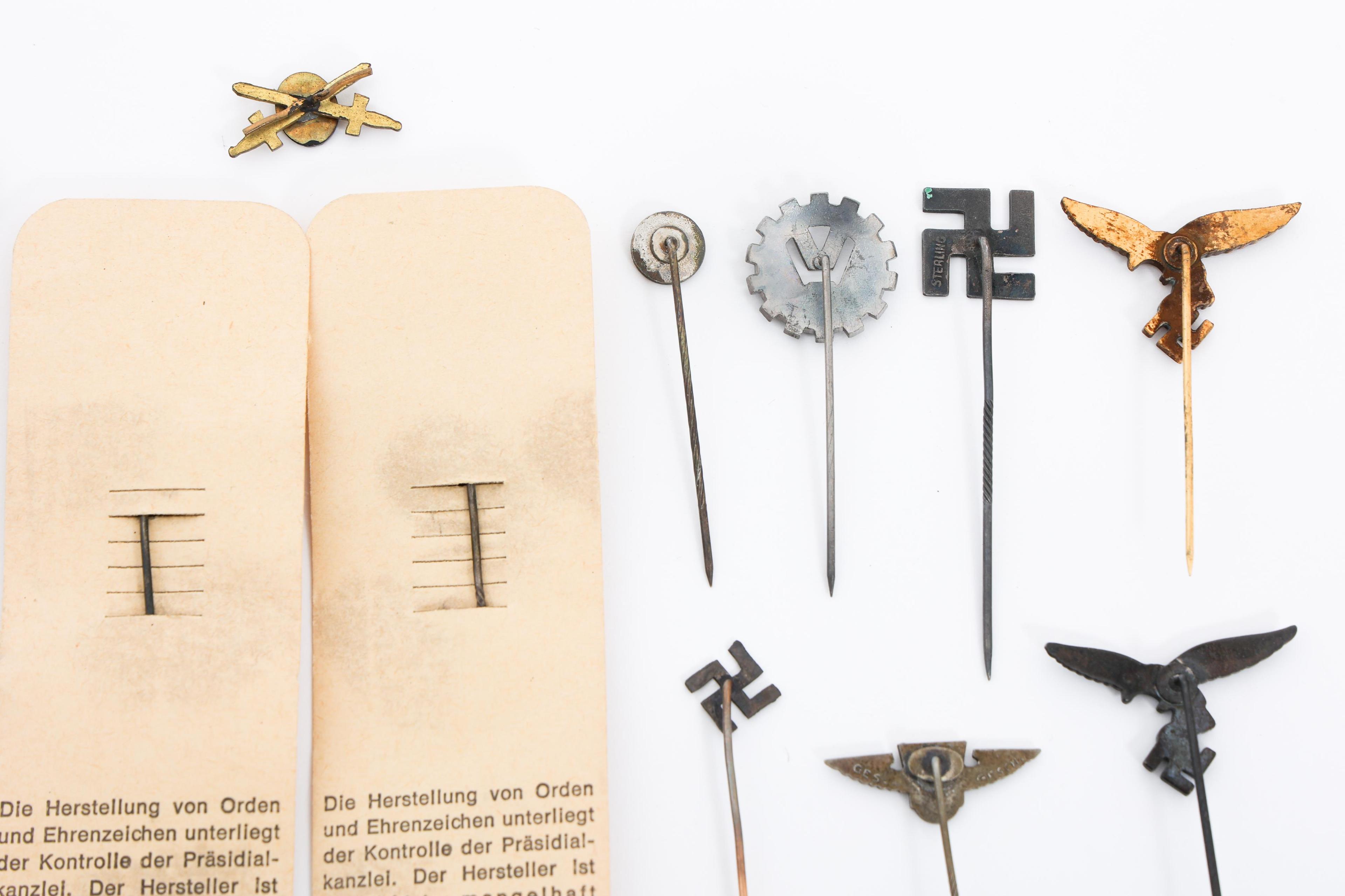 WWII GERMAN LUFTWAFFE, SS, DAF & SA STICK PINS