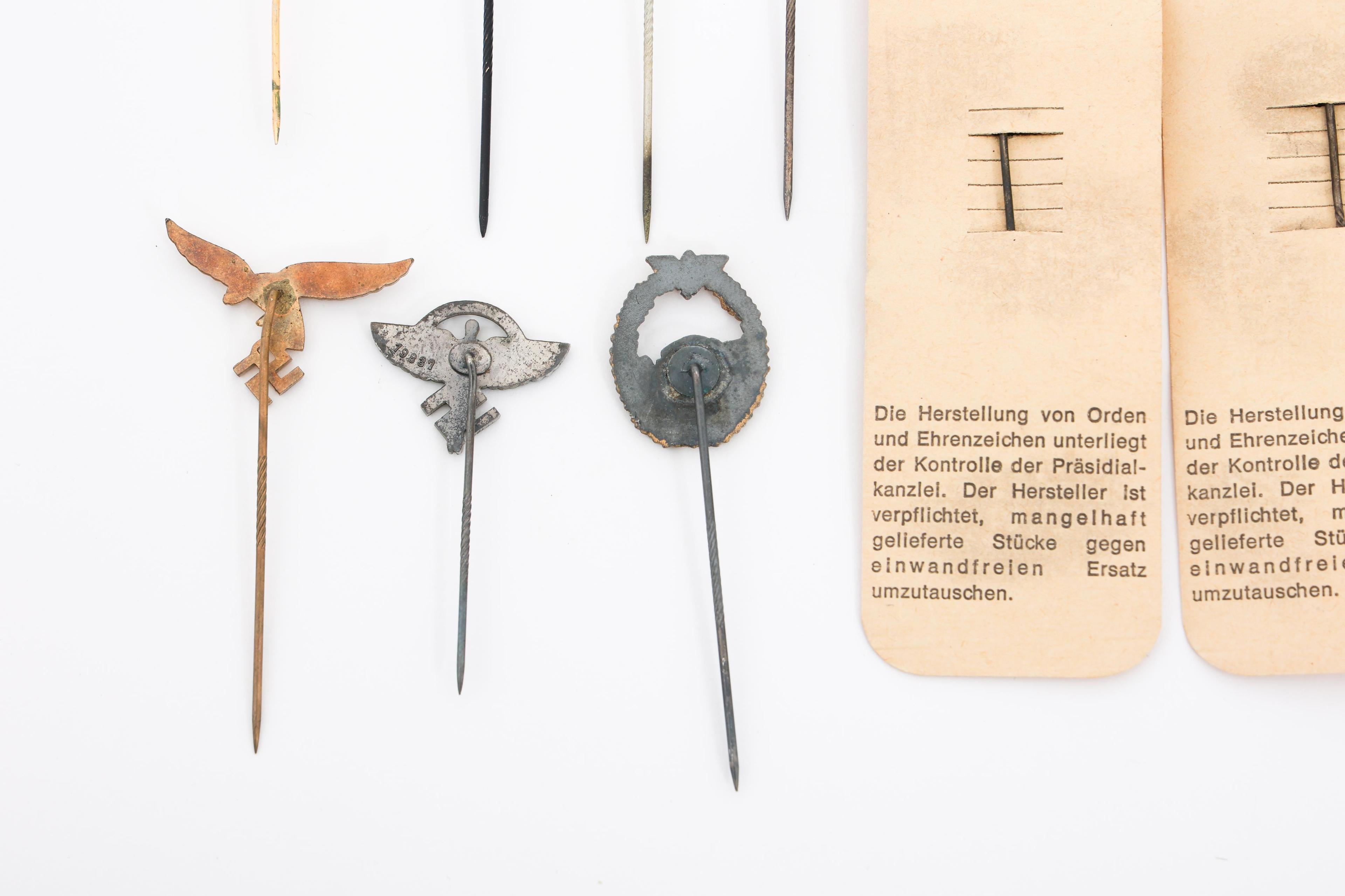 WWII GERMAN LUFTWAFFE, SS, DAF & SA STICK PINS