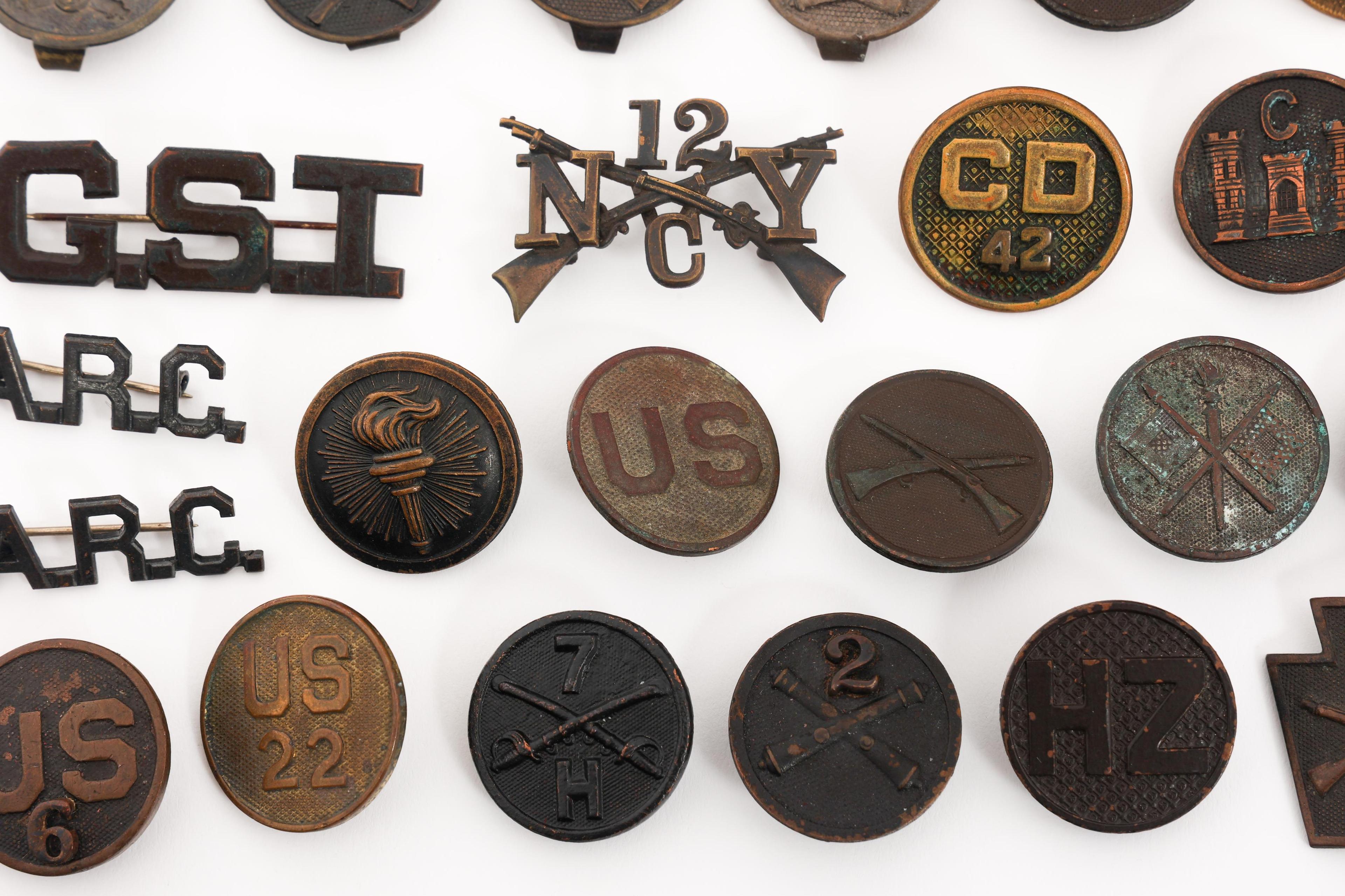 SPAN-AM WAR - WWI US ARMY COLLAR & RANK INSIGNIA