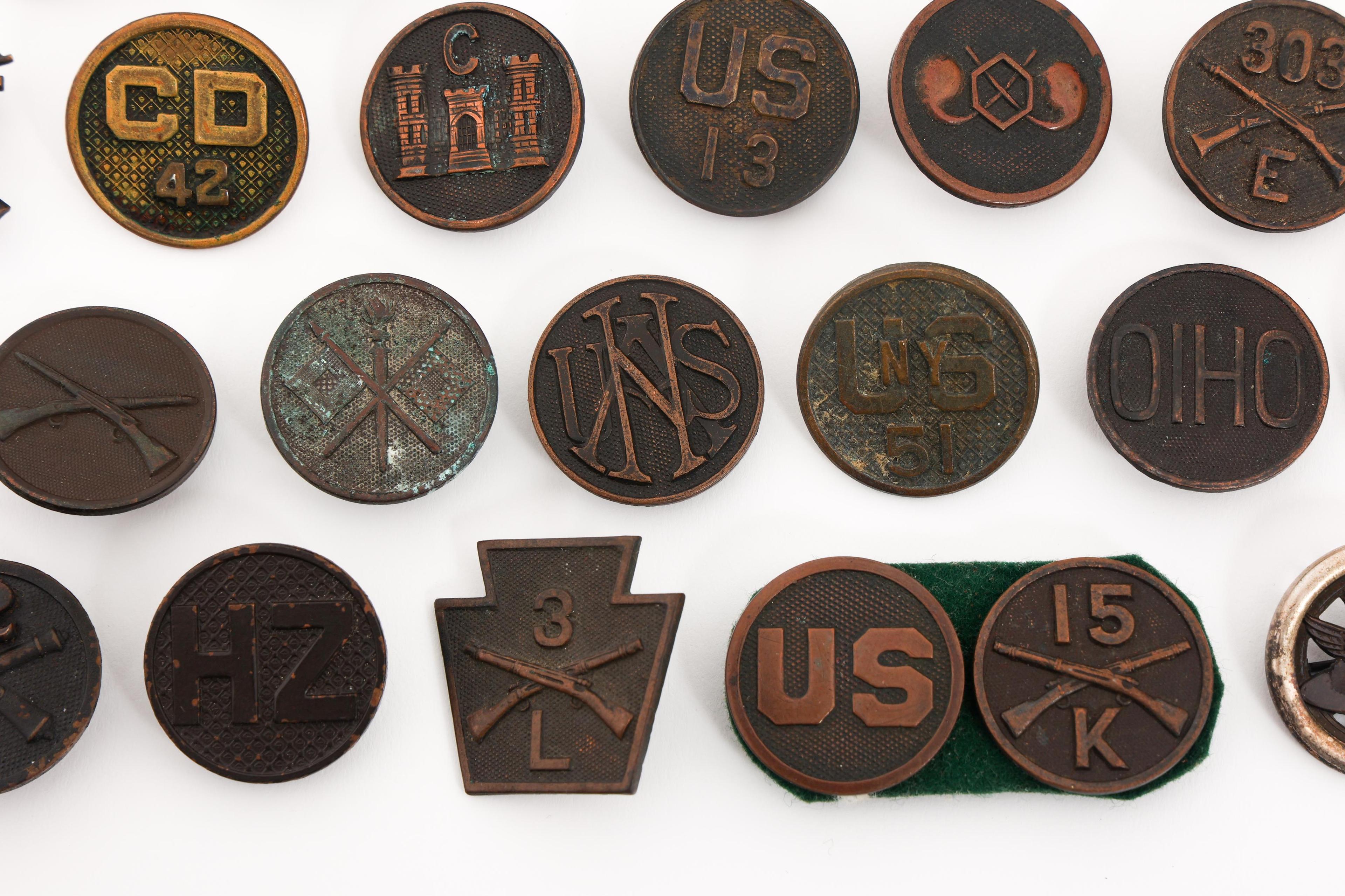 SPAN-AM WAR - WWI US ARMY COLLAR & RANK INSIGNIA
