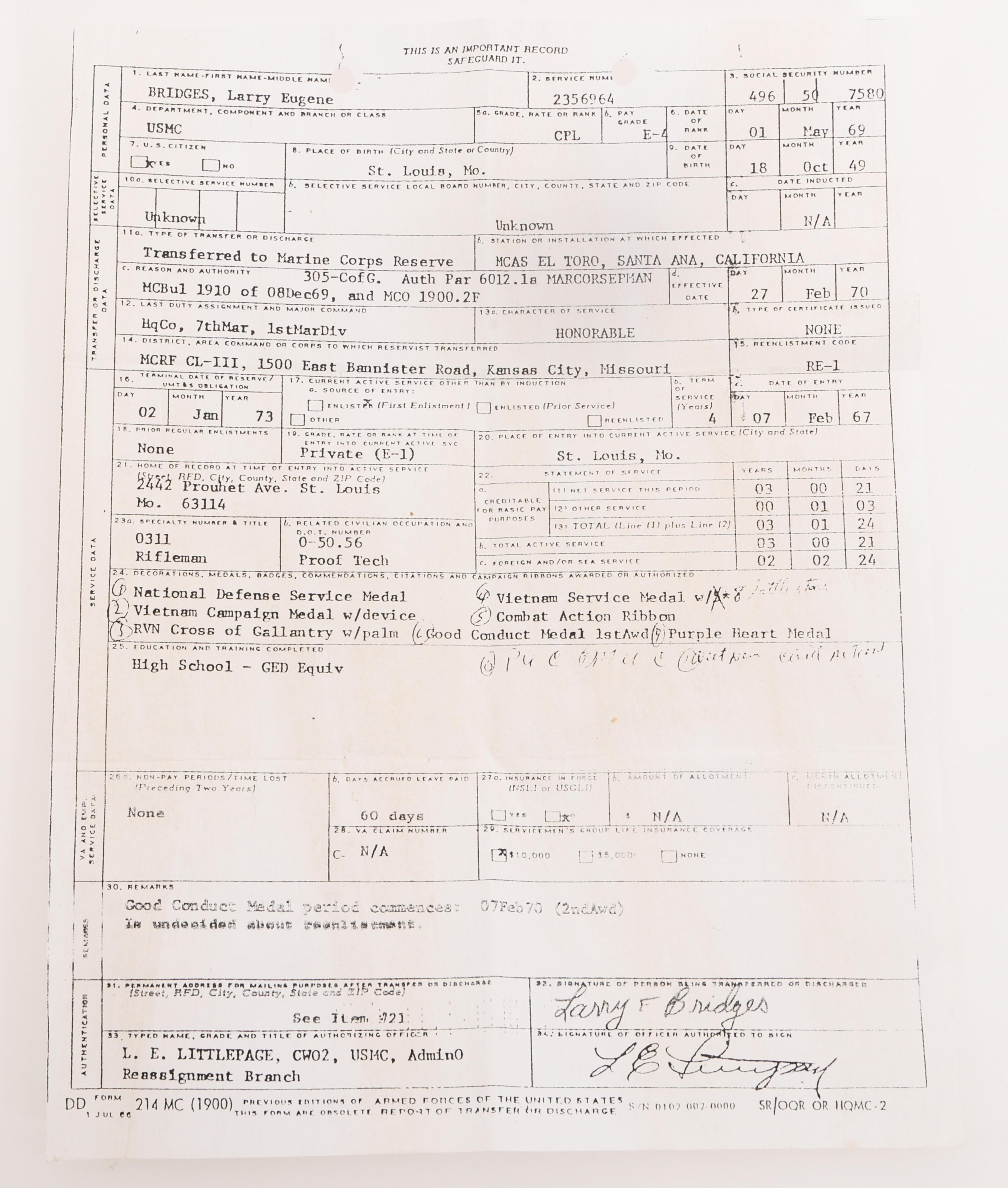VIETNAM WAR US 7th MARINE SCOUT SNIPER NAMED GROUP