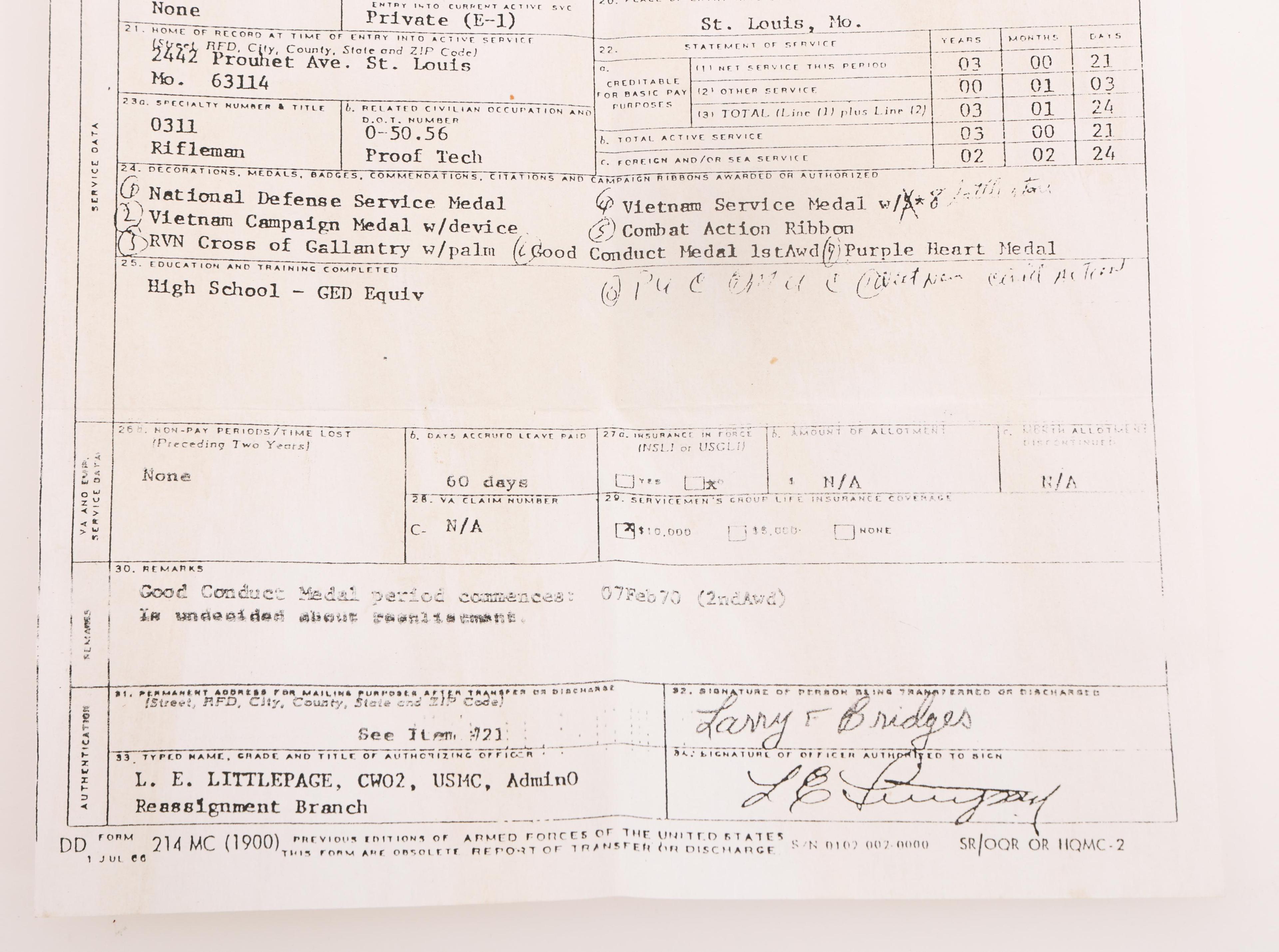 VIETNAM WAR US 7th MARINE SCOUT SNIPER NAMED GROUP