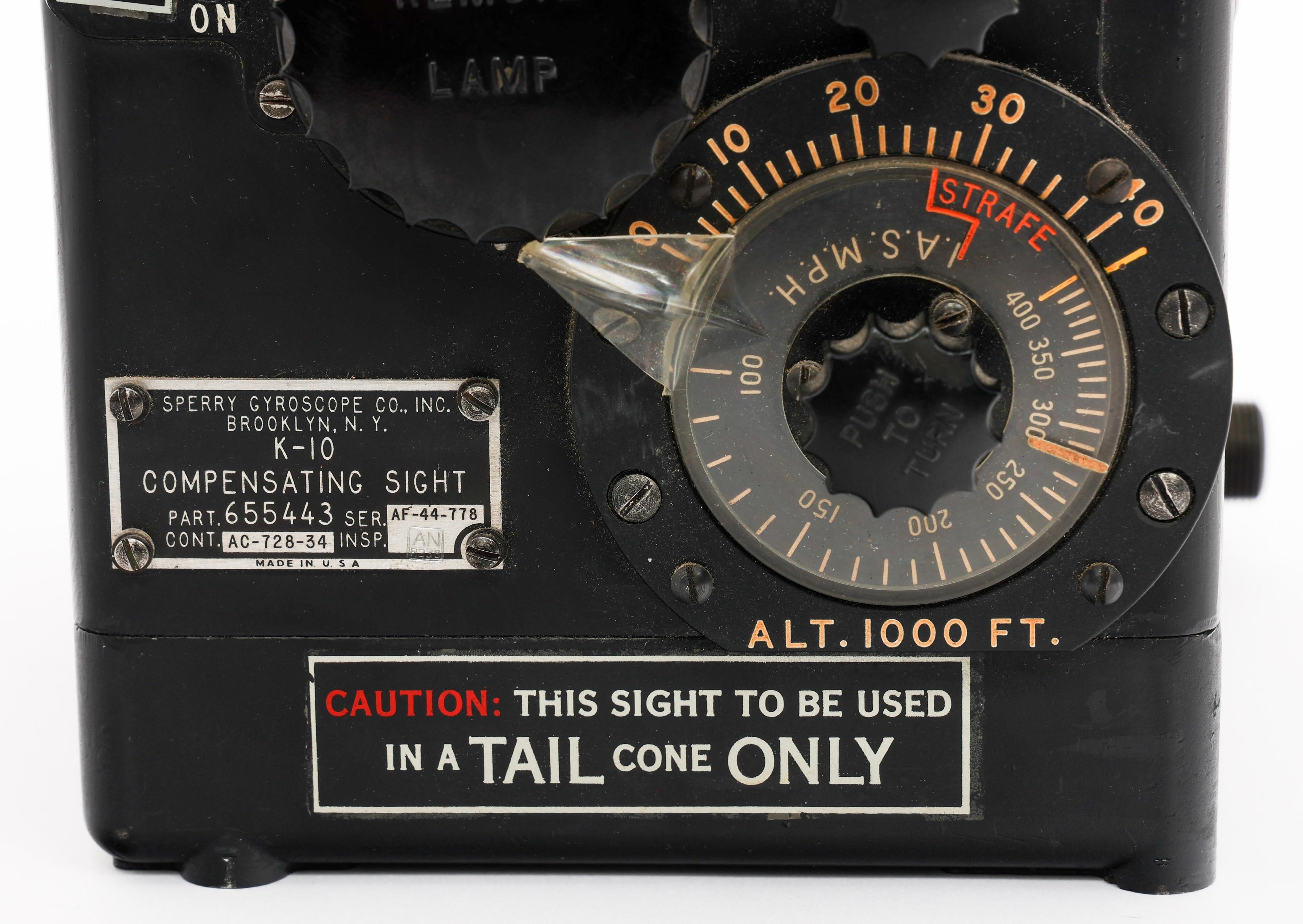 WWII USAAF AERIAL GUNNER K-10 COMPENSATING SIGHT