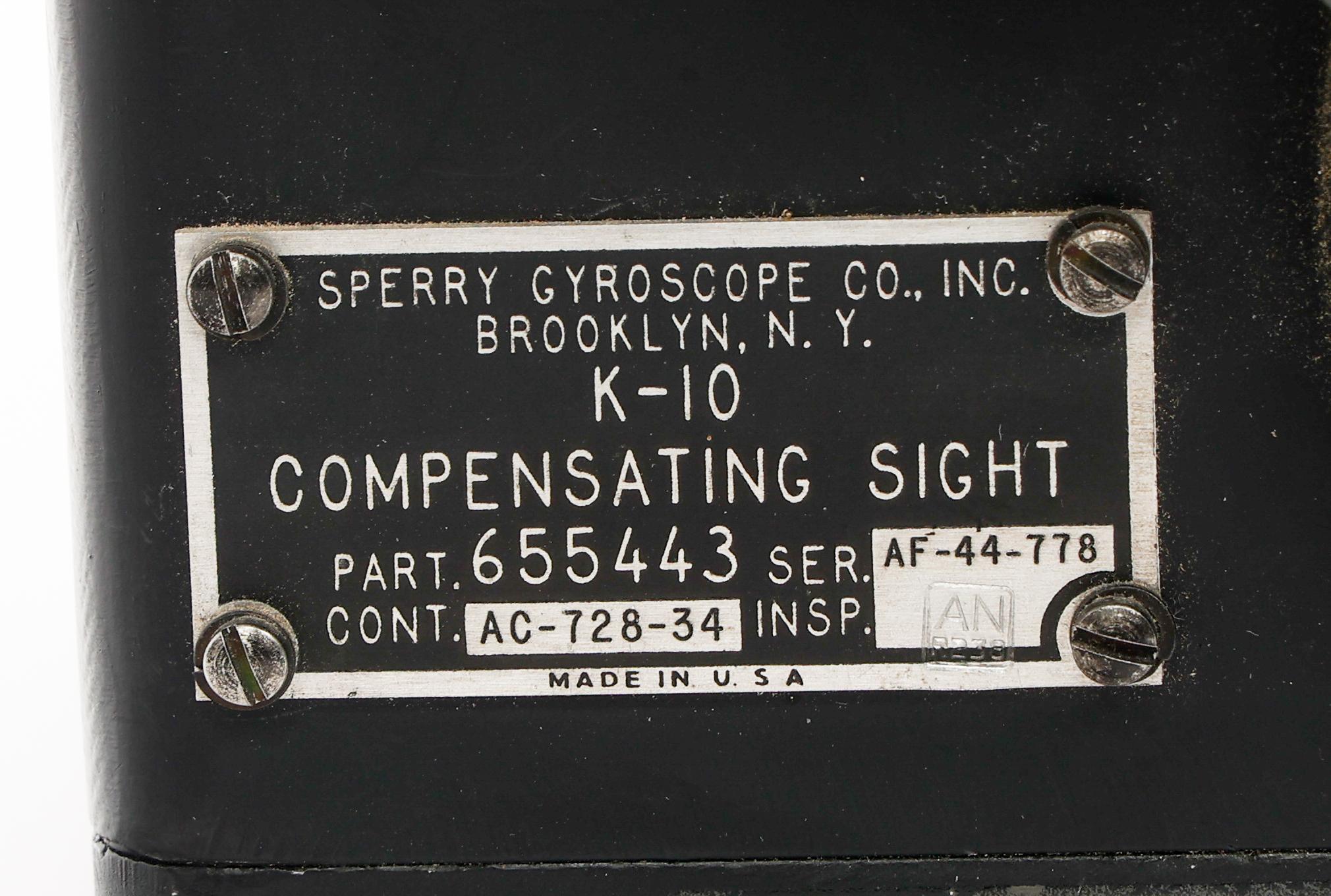 WWII USAAF AERIAL GUNNER K-10 COMPENSATING SIGHT