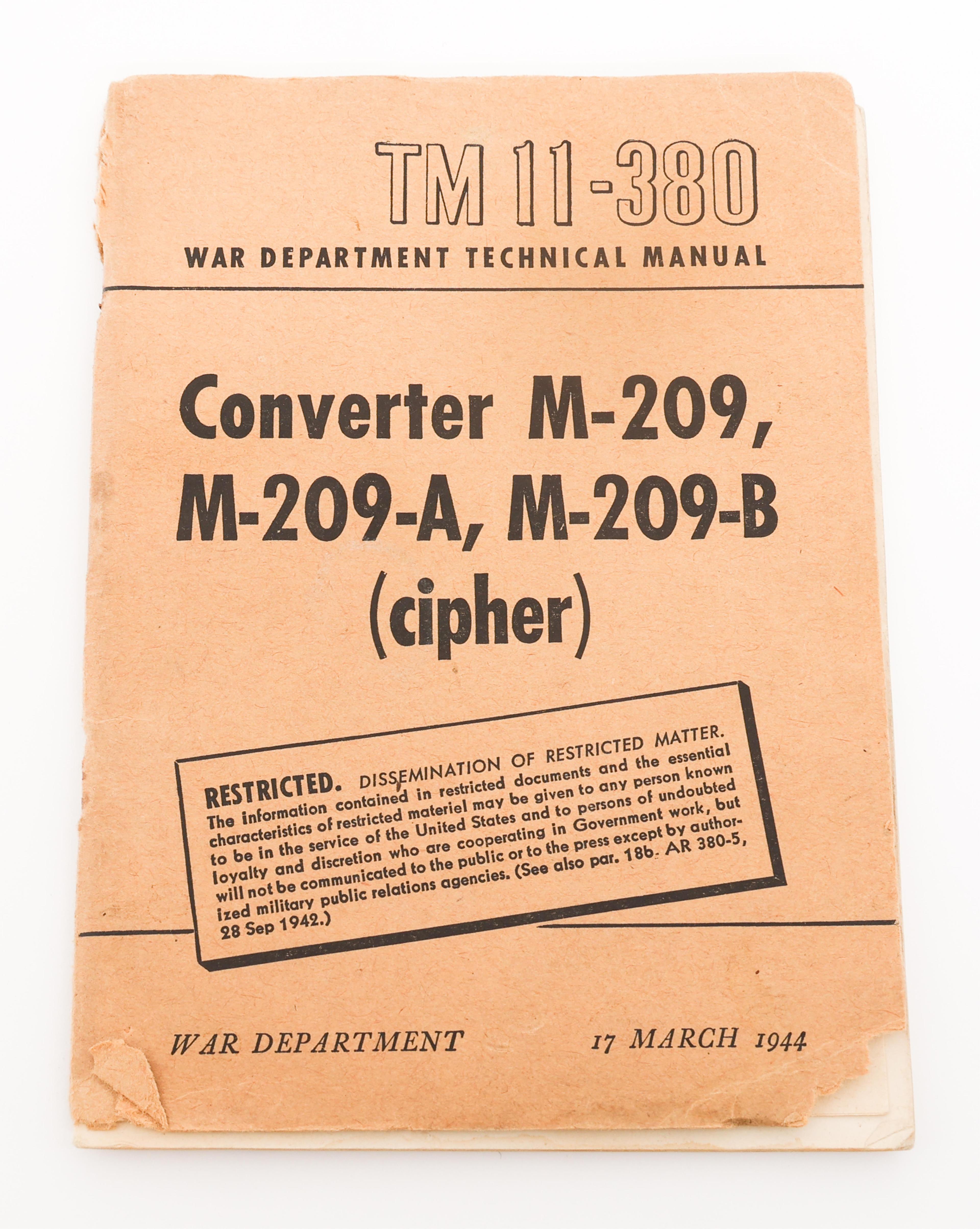 WWII US ARMY SIGNAL CORPS M-209-B CODING MACHINE