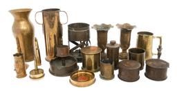 WWI - WWII WORLD MILITARY SHELL CASING TRENCH ART