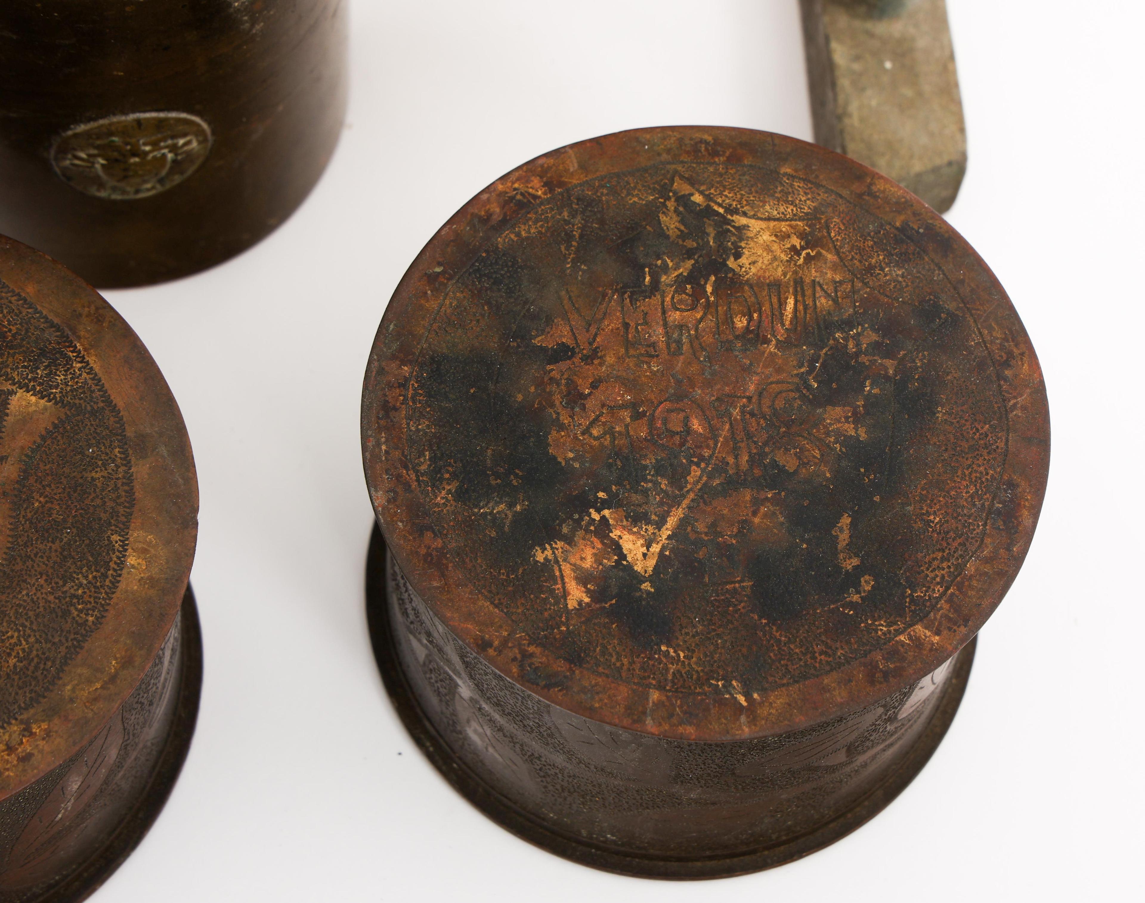 WWI - WWII WORLD MILITARY SHELL CASING TRENCH ART
