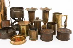 WWI - WWII WORLD MILITARY SHELL CASING TRENCH ART