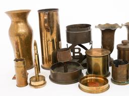 WWI - WWII WORLD MILITARY SHELL CASING TRENCH ART