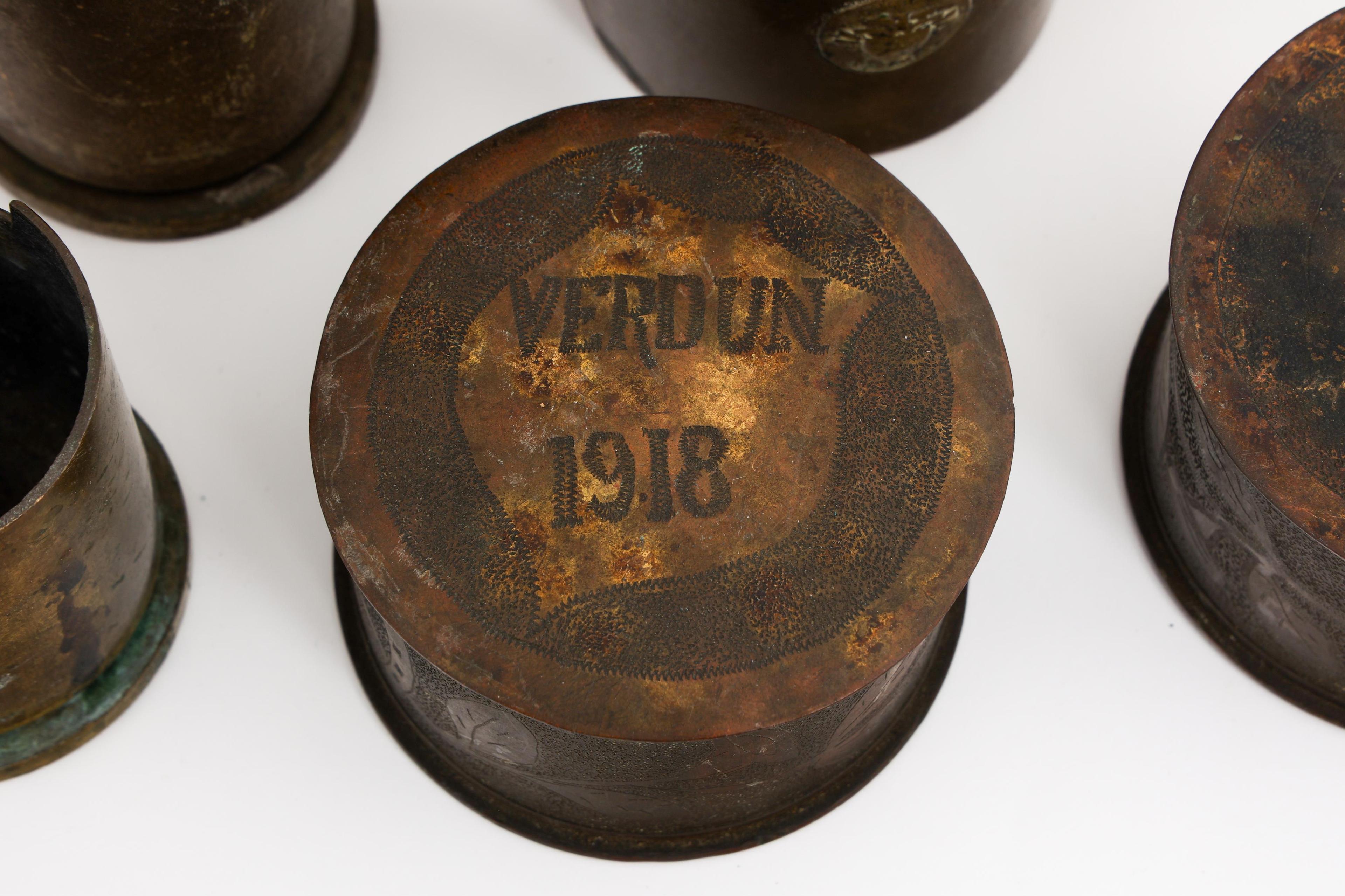 WWI - WWII WORLD MILITARY SHELL CASING TRENCH ART