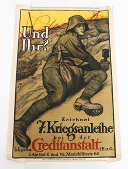 WWI IMPERIAL AUSTRIAN WAR BOND HOMEFRONT POSTER