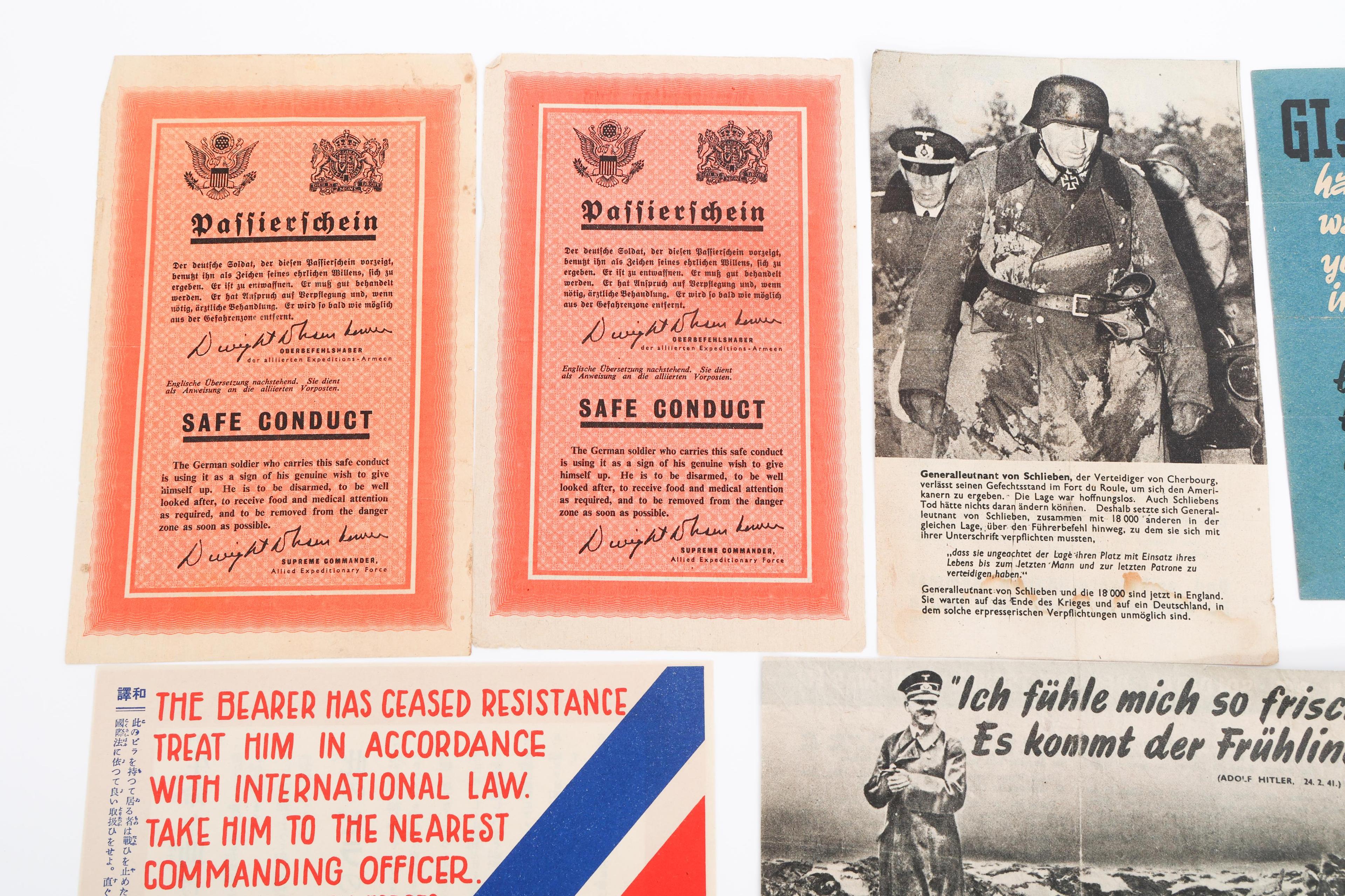WWII GERMAN & US PROPAGANDA & LIFE SAVING LEAFLETS