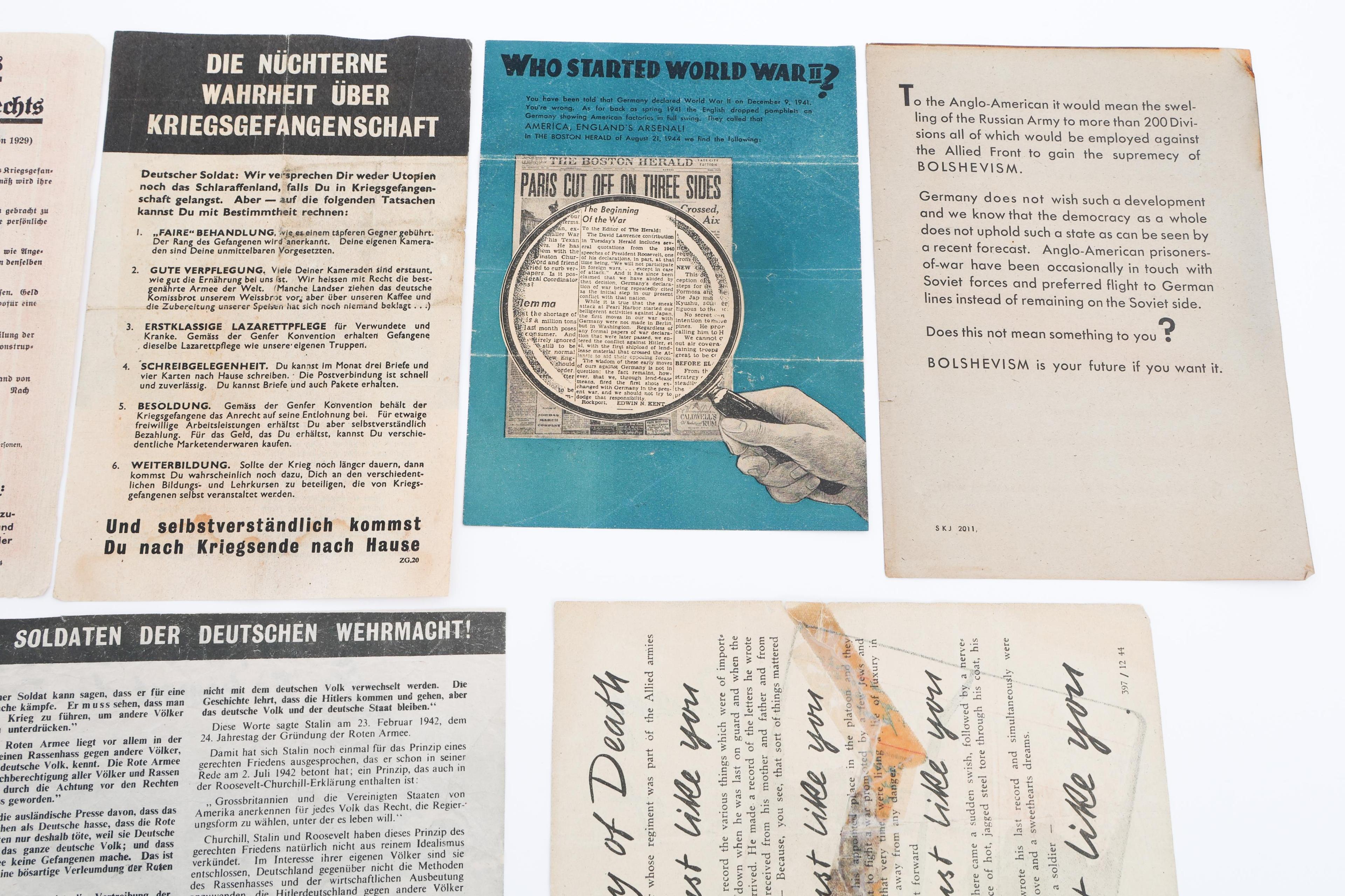 WWII GERMAN & US PROPAGANDA & LIFE SAVING LEAFLETS