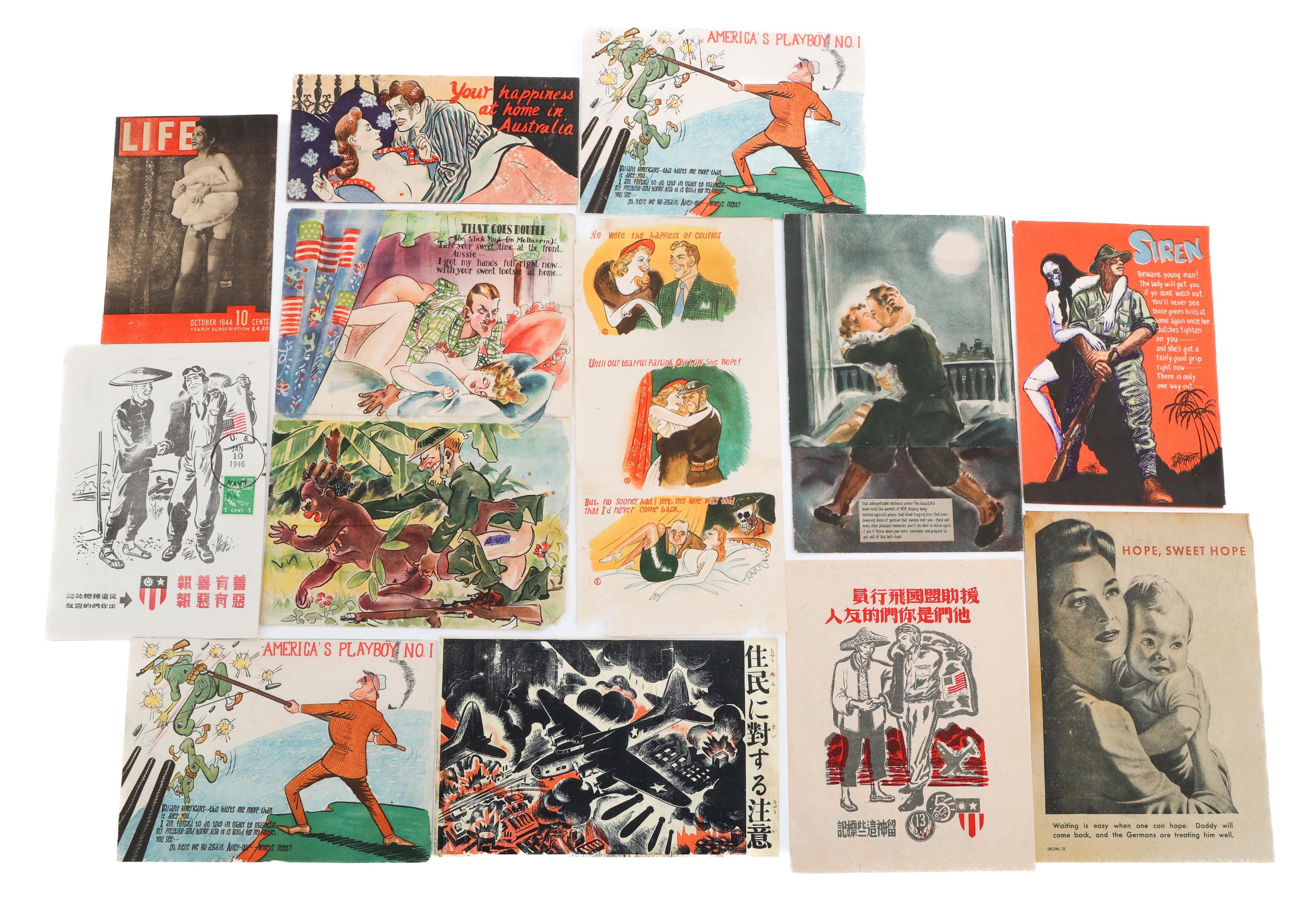 WWII US, JAPANESE, & GERMAN PROPAGANDA LEAFLETS