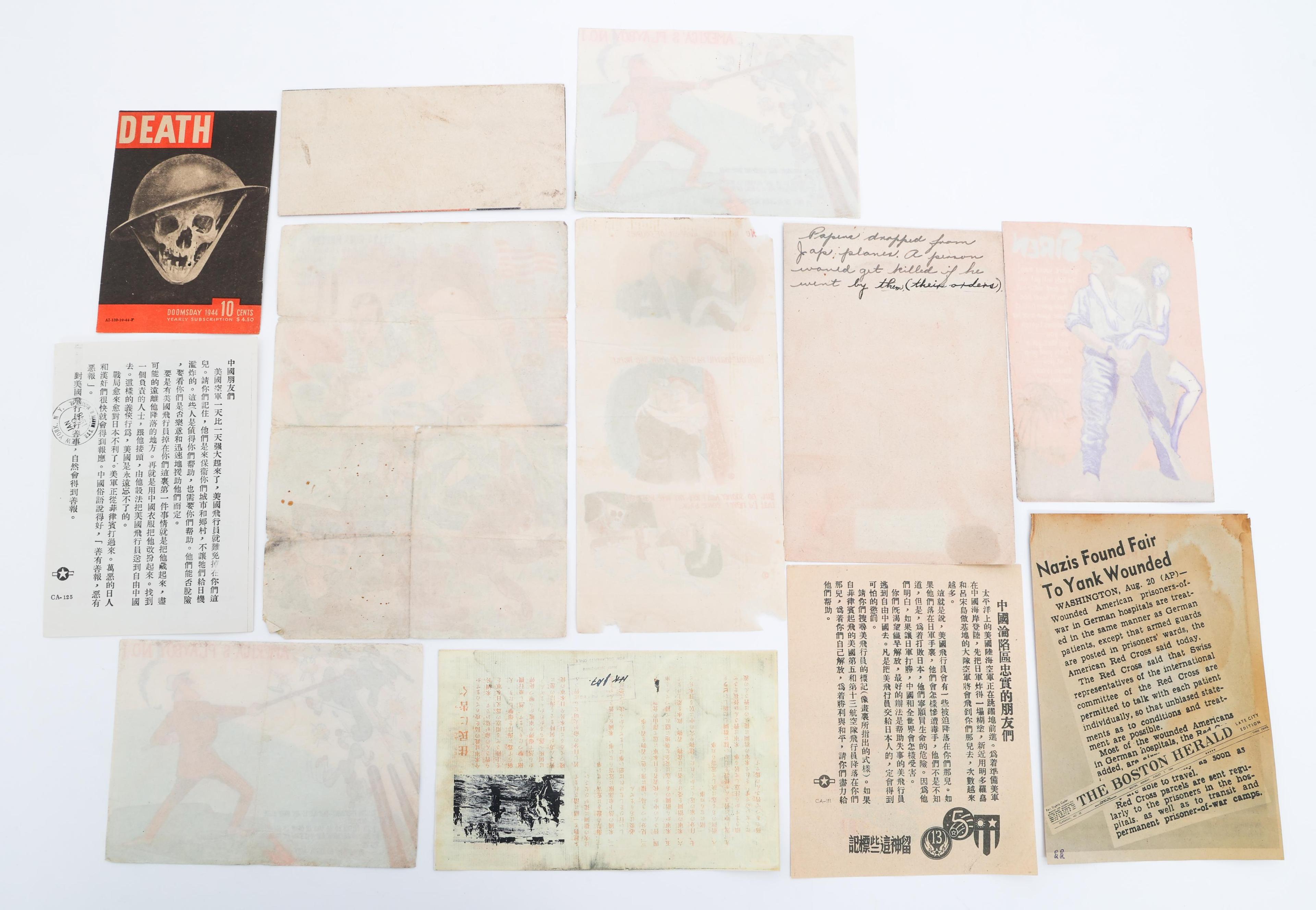 WWII US, JAPANESE, & GERMAN PROPAGANDA LEAFLETS