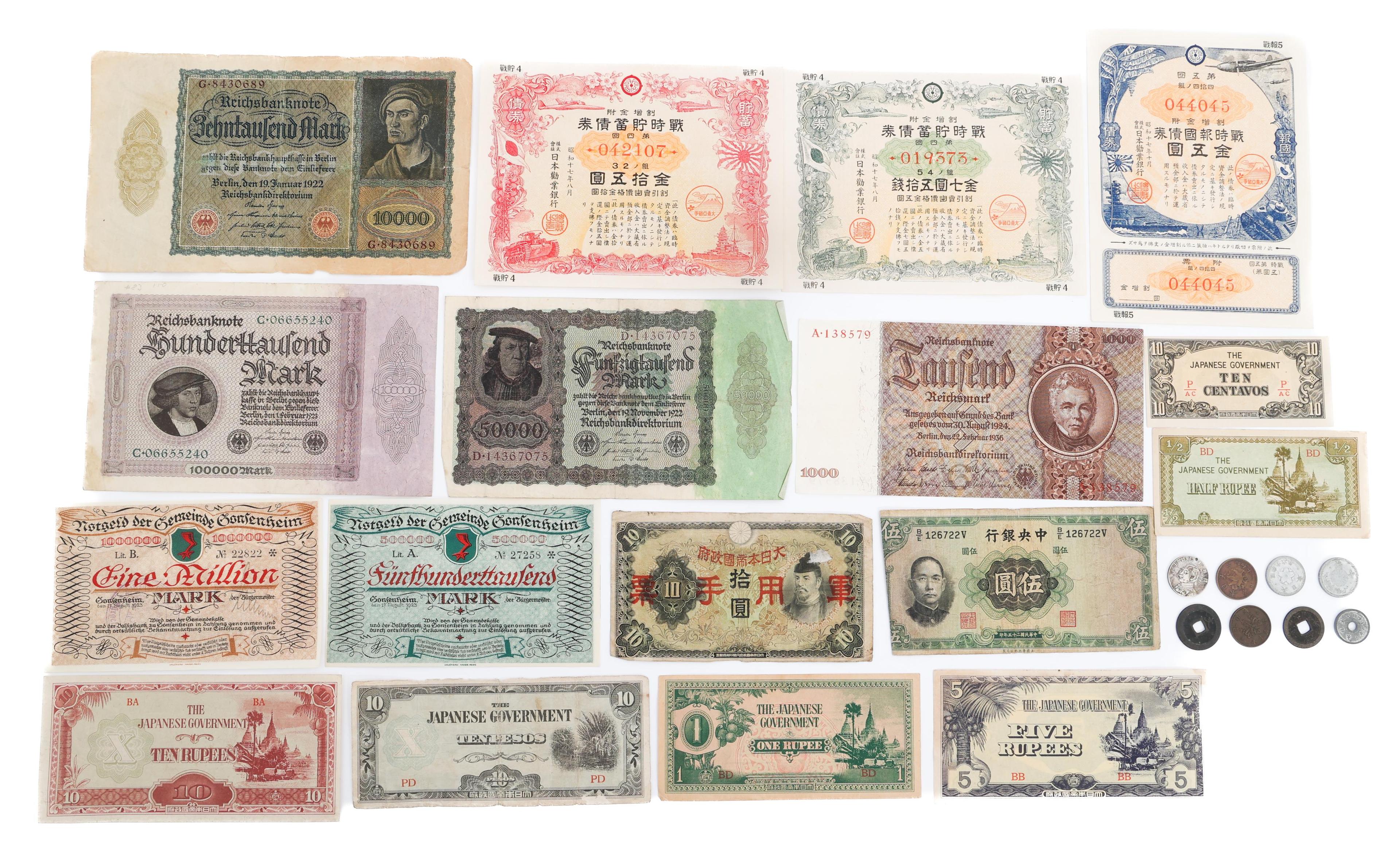 WWII WEIMAR GERMANY & JAPANESE OCCUPATION CURRENCY