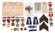 WWII US 77th INF DIV OKINAWA WIA NAMED MEDAL GROUP