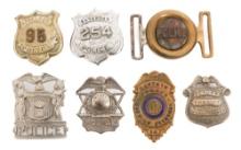OBSOLETE US POLICE BADGES, BELT BUCKLE & CAP BADGE