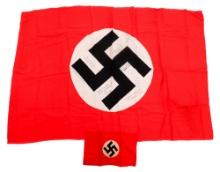 WWII GERMAN NSDAP BRING BACK & MINIATURE FLAGS