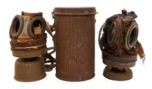 WWI BELGIAN M18 & FRENCH M1917 ARS GAS MASKS