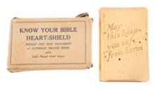 WWII US ARMY NAMED HEART SHIELD POCKET BIBLE