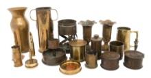 WWI - WWII WORLD MILITARY SHELL CASING TRENCH ART
