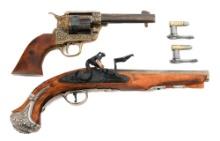 MODERN NON-FIRING REVOLVER AND FLINTOCK PISTOL