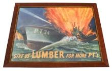 WWII US ARMY "GIVE US LUMBER FOR MORE PT'S" POSTER