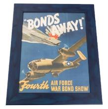 WWII USAAF "BONDS AWAY!" HOMEFRONT POSTER