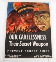 WWII US DEPT OF AG. "PREVENT FOREST FIRES" POSTER