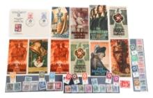 WWII GERMAN POSTAGE STAMPS & WHW CARDS