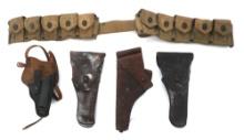 WWII GERMAN AND US HOLSTERS & US CARTRIDGE BELT