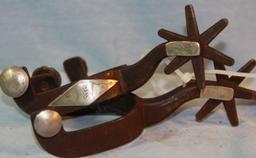 Kelly Bros/Parker silver mtd spurs & Buermann Daisy long shanked spurs