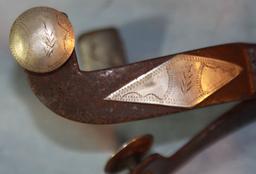 Kelly Bros/Parker silver mtd spurs & Buermann Daisy long shanked spurs